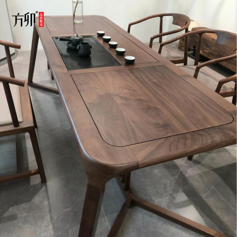 需定制方卯新中式茶桌椅组合黑胡桃木2024新款现代禅意简约实木泡