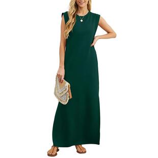 Women Summer Casual Sleeveless Maxi Dress 2026 Crewneck