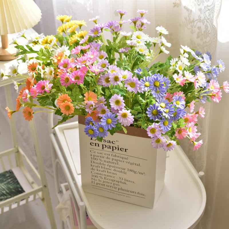 田园小雏菊彷真花洋甘菊假花餐桌花摆件干 干燥花客厅插花束小清