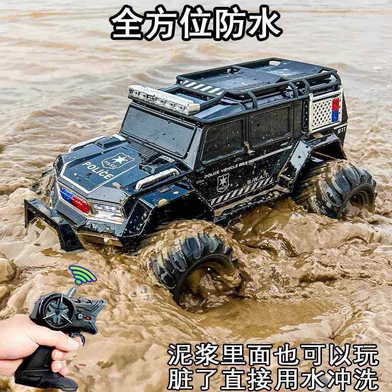 两无品牌/新款水陆栖遥控越野警车高速攀爬车防水四驱RC遥控2.竞4