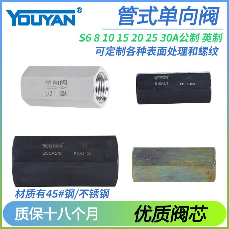 S8A2.0/1 S6A1.0/2 S10A3.0液压S15A5.0管式S20A单向阀S25A5 S30A