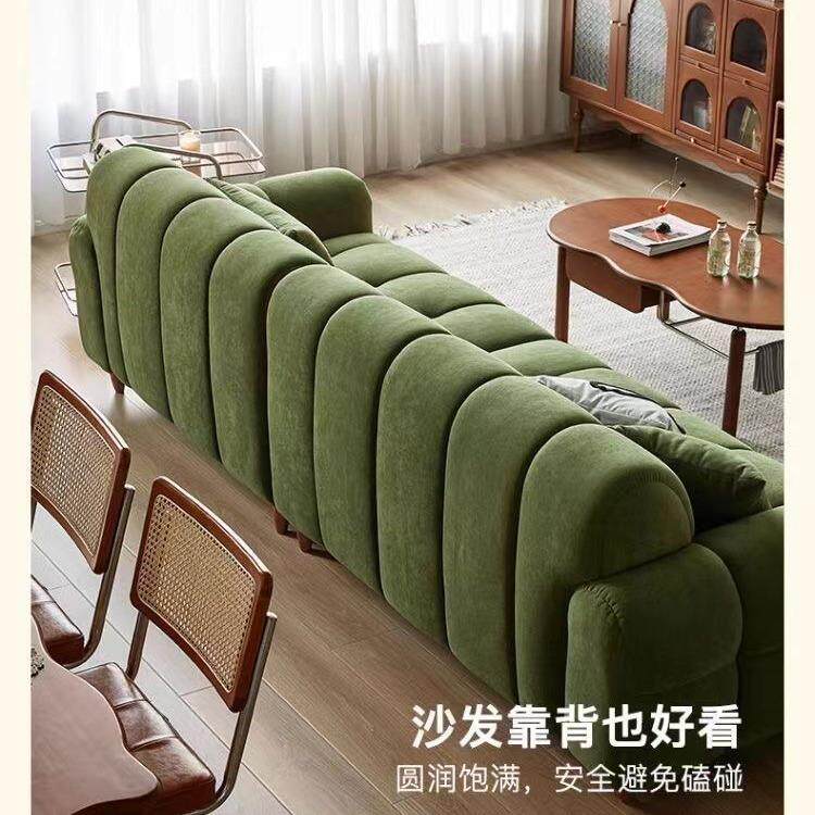 法式奶复古ZJH沙钢风琴键客厅小户型油新发款墨绿色美式布艺沙发