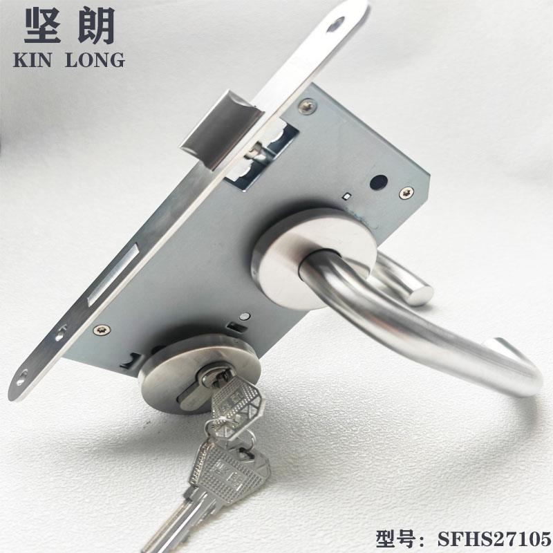 坚朗欧标防火锁27105不锈钢KIN LONG通道门消防门304把手分体门锁