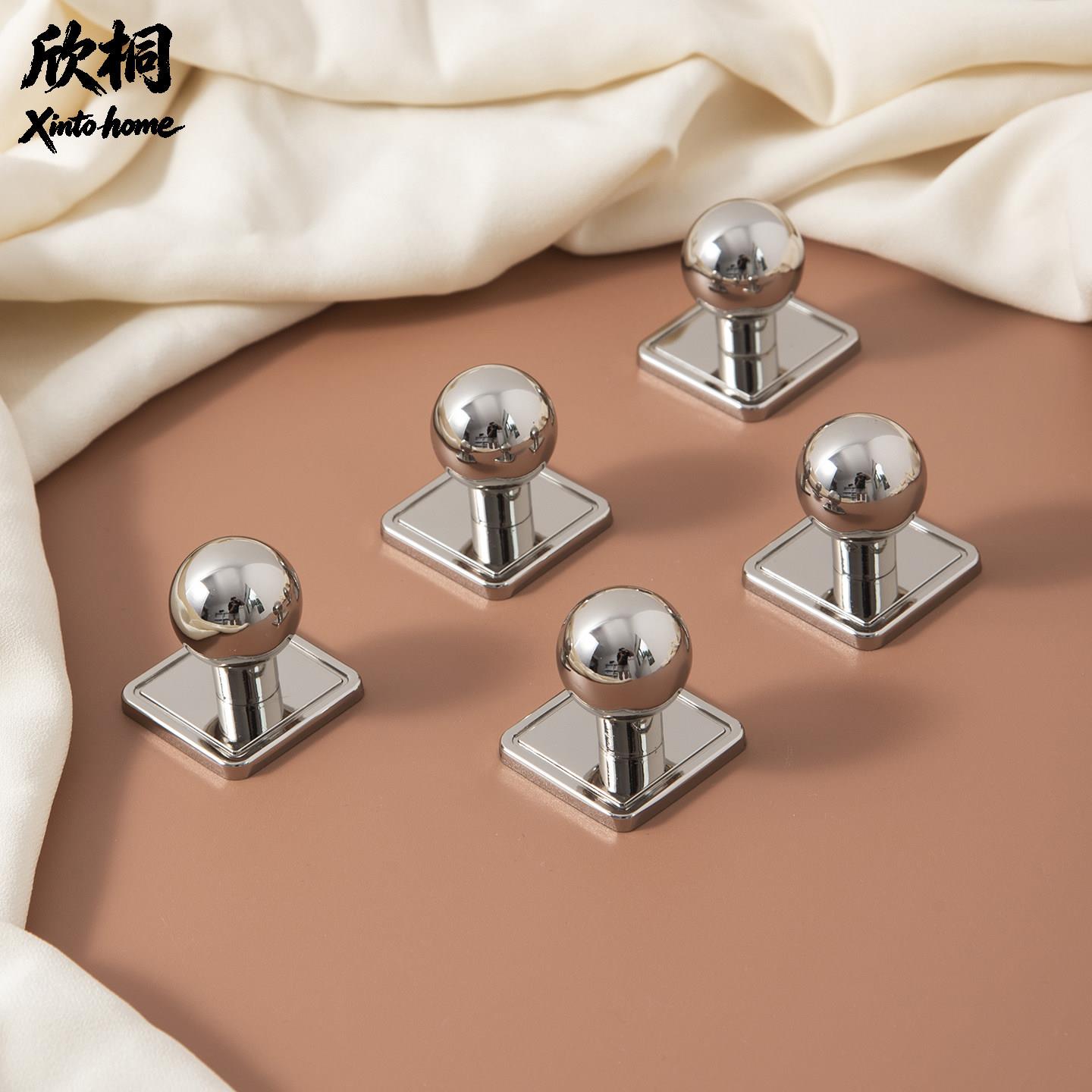钛银色中古风极简索尔比恩圆把手柜门橱柜抽屉家用包豪斯单孔拉手