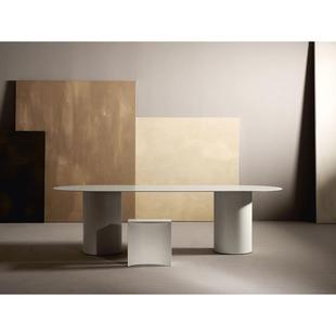 椭圆形实木桌子北欧风现代简约会议桌长桌设计工作台办公桌培训桌