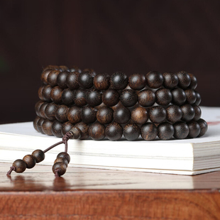 附鉴定证书-越南芽庄雷击木沉香手串老料沉水级108颗0.8男女佛珠