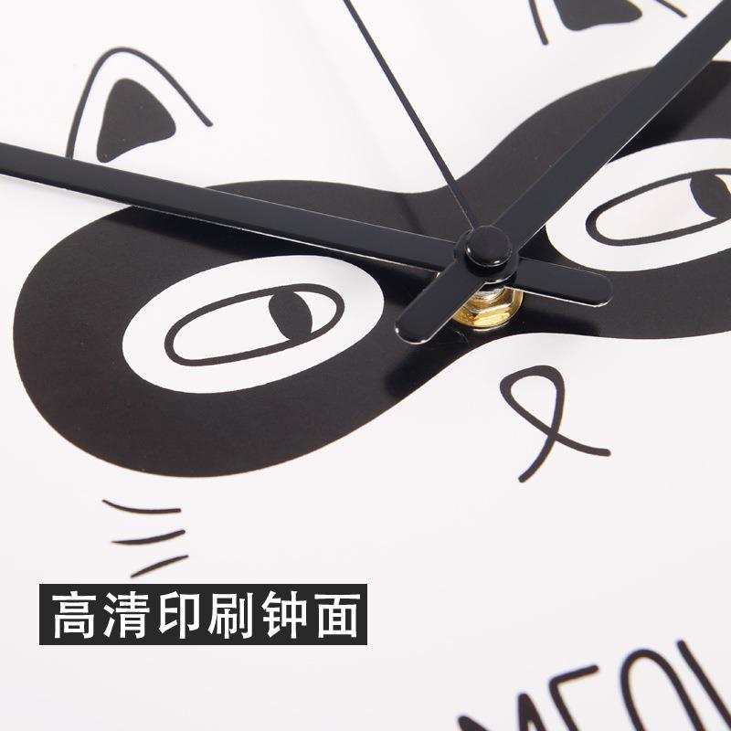 静音LKI创猫咪挂钟英客厅时家用时尚钟挂墙卧室简约艺意术石钟表