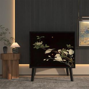 中式 床头柜头饰柜储物柜花复古风一体发柜储物柜沙卧室 古典卉床装