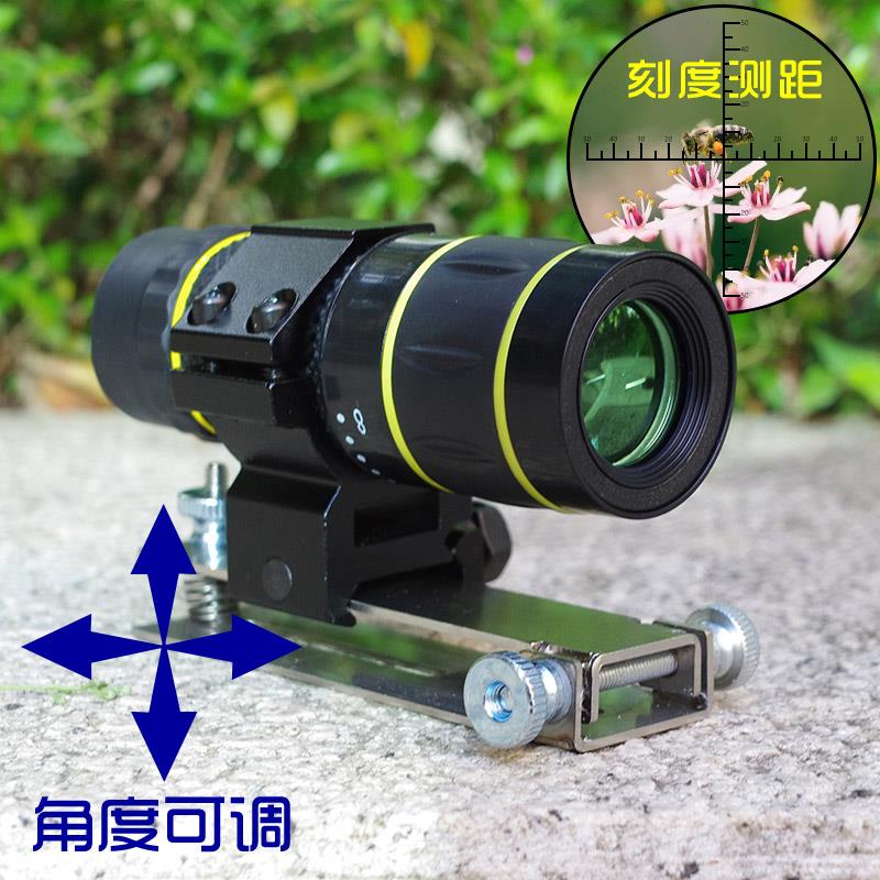 瞄准器弹弓专用十字倍镜猫头鹰可调节导轨高清单筒10倍镜望远镜
