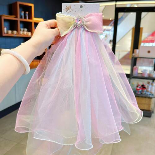 蝴蝶结冰雪奇缘艾莎公主头纱发饰