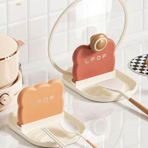 Cream-colored Pot Lid Holder Kitchen Countertop Utensil Orga