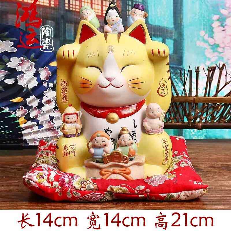 新款日本祈猫全家家福财猫店铺招开业发财猫摆件居装饰店愿铺礼品