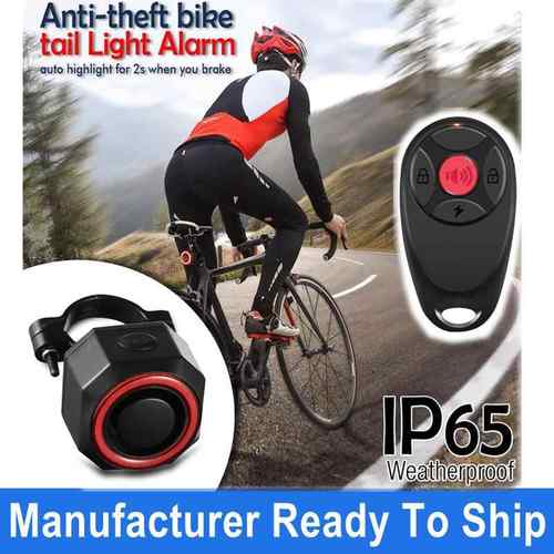 Rechargeable Auto-Brake LED Taillight Anti-Theft Bike Alarm