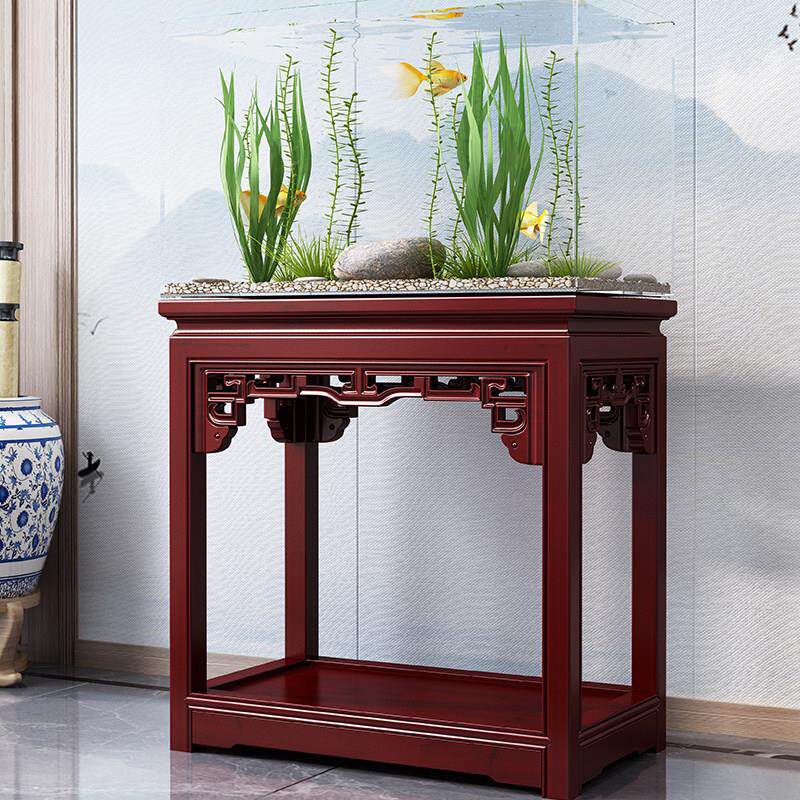 整装中式鱼缸架子实木底座复古榫卯草缸鱼缸柜水族箱底柜置物承重图片