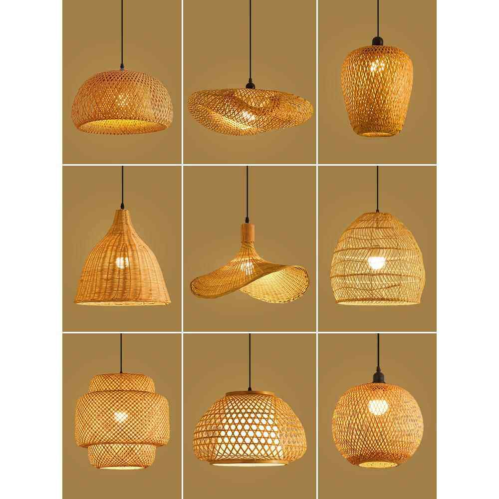 竹编吊灯竹艺禅意茶室中式餐厅民宿日式藤编灯笼复古创意艺术灯罩