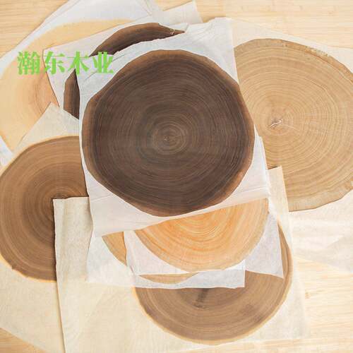 天然白橡黑胡桃年轮实木木皮原木刨切0.4mm厚diy创意钟表装饰画
