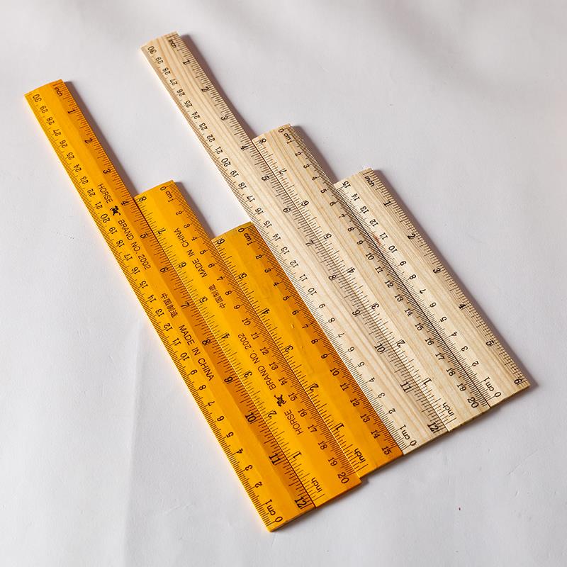 单面15cm-30cm木质直尺 教具木尺 裁缝 双刻度尺子学习文具尺