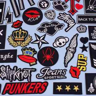 black self adhesive Washable badge free embroidery clot iron