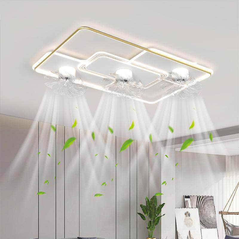 360度摇头吸顶风扇灯现代简约客厅卧室餐厅智能一体LED电扇灯具