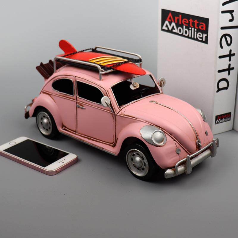 铁皮手工艺品仿真大众甲壳虫旅行轿车模型创意橱窗柜收藏装饰摆件