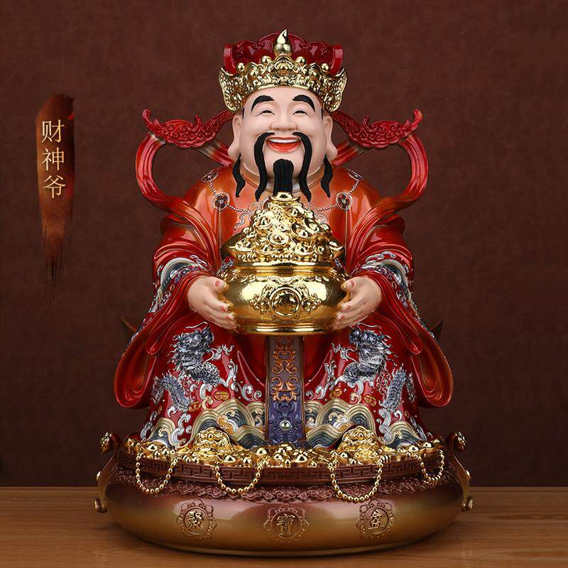 店铺开业请文财神爷佛像桌面客厅办公室招财家用供奉树脂摆饰神像