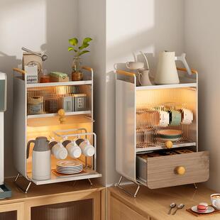 带抽屉防尘杯子收纳置物架轻奢客厅办公室桌面橱柜放咖啡玻璃杯架