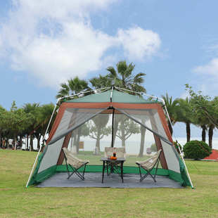 户外全自动速开黑胶遮阳篷防雨防蚊客厅帐露营凉棚穹顶天幕帐篷