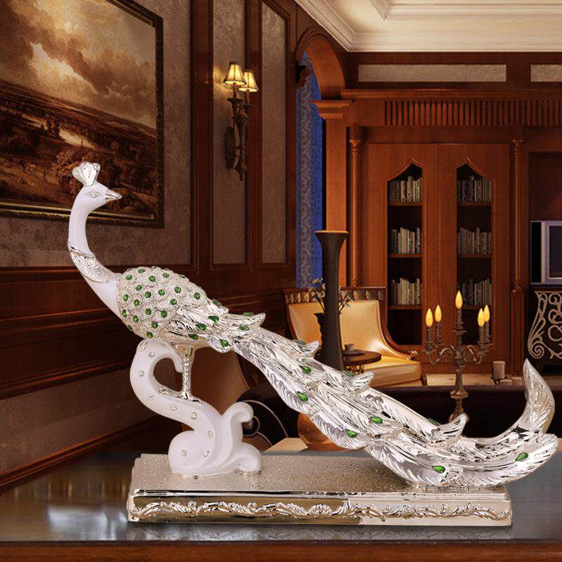 孔雀轻奢工艺品家居装饰酒店玄关婚房别墅样板房软装创意树脂摆件