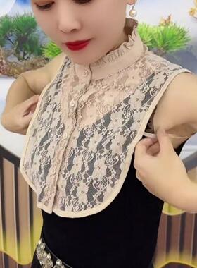【天猫甄选】百搭女士高档内搭花边领子薄款装饰半高领纱衣衬衣立
