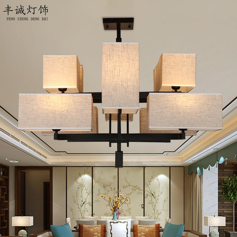 新中式吊灯中国风现代简约大气客厅灯餐厅书房茶室别墅复式楼吊灯