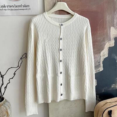 Core spun yarn Fried Dough Twists knitting cardigan