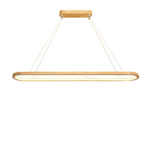 北欧led发光长条吊灯原木风格 实木 简约餐厅吧台办公空间茶室日式