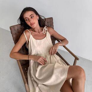 Seasonal cotton leprosy camisole dress for women