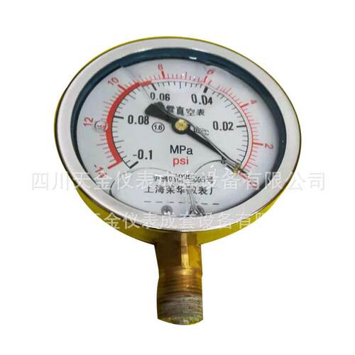上海荣华仪表耐震压力表YN100 -0.1-0MPA水压表液压表抗震油压表