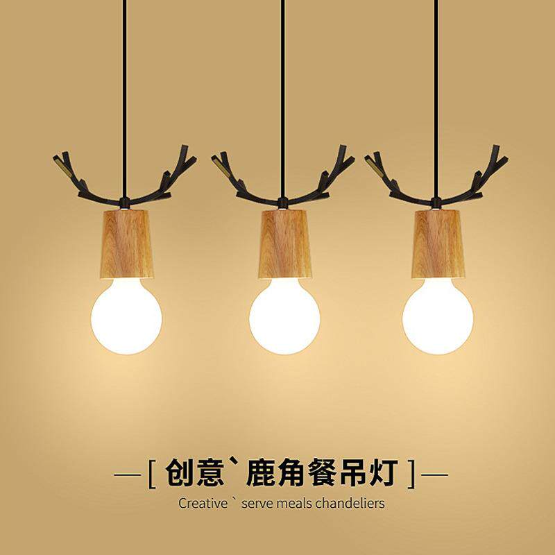 现代简约创意铁艺鹿头小吊灯 个性咖啡厅吧台休闲吧单头吊餐厅灯