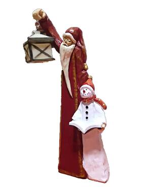 新品圣诞老人和雪人小孩雕塑提灯圣诞礼品家居装饰树脂工艺品