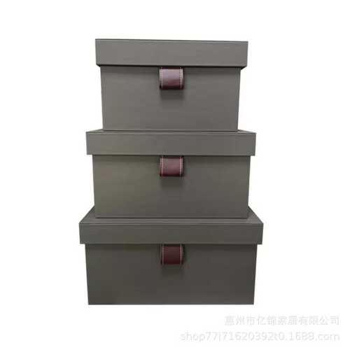 小皮扣皮革收纳盒衣帽间衣柜整理箱家居储物盒带盖轻奢厂家直销