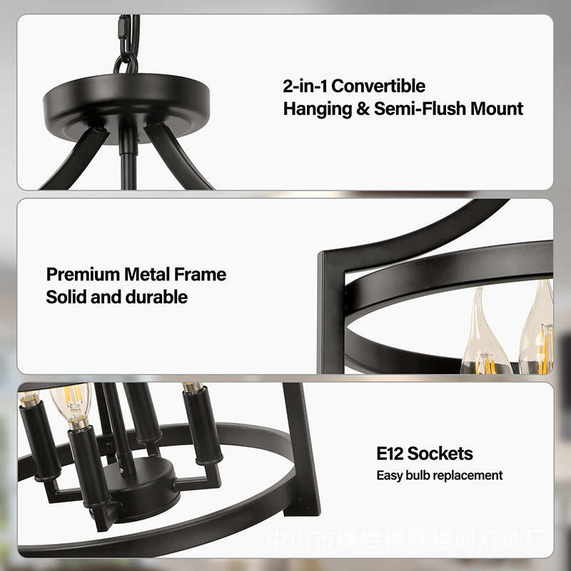 热销铁艺分子吊灯轻奢风美式灯具卧室餐厅灯