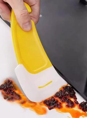 黄色硅胶刮刀 厨房灶台平底锅盘底清洁软刮板 耐高温刮片厨房工具