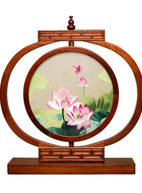 苏州绣美摆件刺绣新中式客厅装饰摆台创意桌面屏风中国风商务礼品