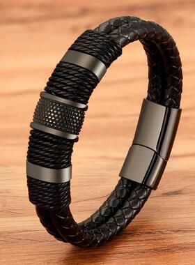 XQNI Woven Leather Rope Wrap Special Style Classic Stainless