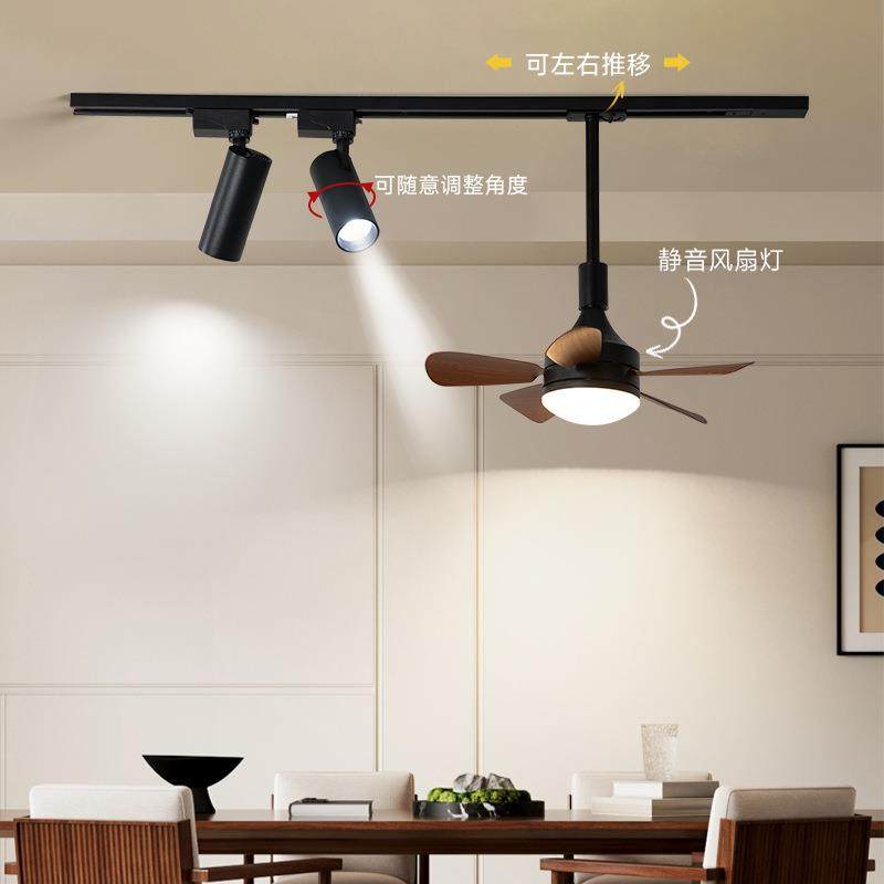 法式复781古餐厅吊轨道灯可移动带电风桌扇吧台灯吊线灯古风餐中
