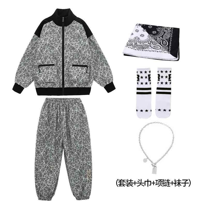 正品街舞儿童潮服装男童嘻幻彩反光套表演服儿走秀少架子哈鼓演出