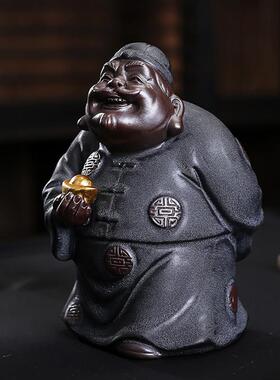 创意陶瓷地主老爷摆件财主人物桌面新中式客厅书房玄关装饰品送礼