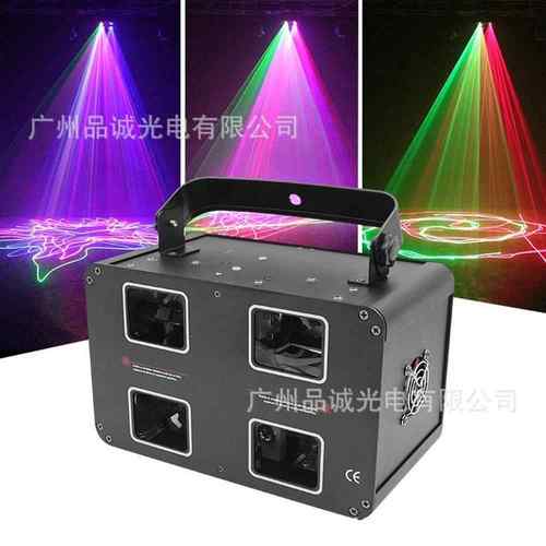双层 4 眼 Lazer Rgb y 4 色 Dj 俱乐部灯 四头 Ktv 频闪灯 Led