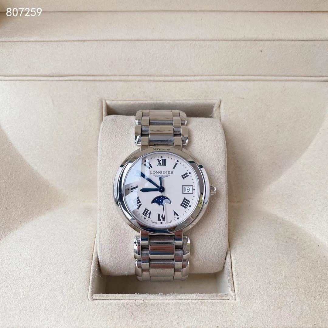 先鉴后发98新浪琴优雅系列L8.116.4.71.6月相石英女表精钢34mm