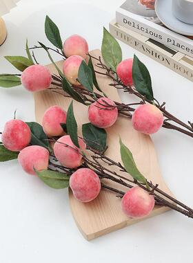 Artificial Flower Six-head Pomegranate Fruit Branch Home Sof