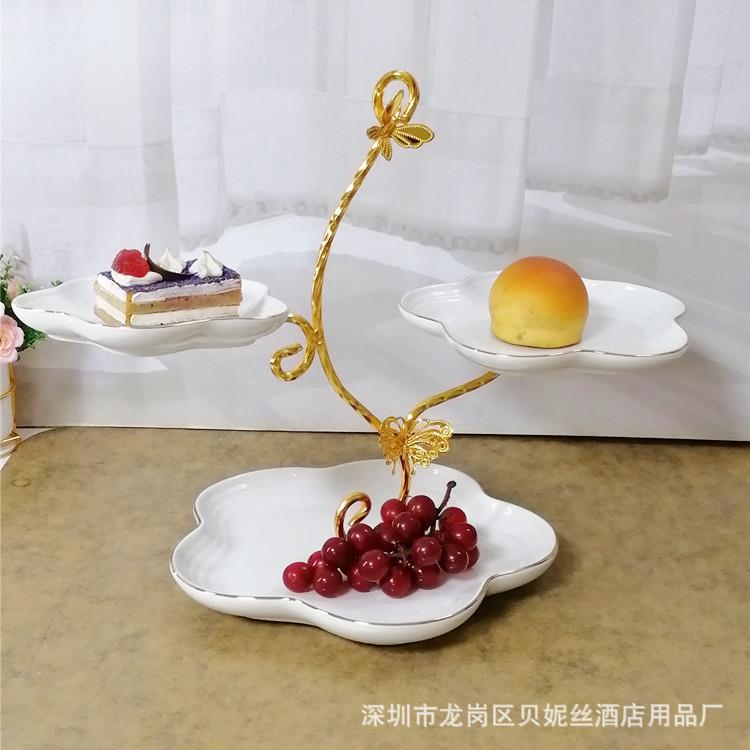 甜品台摆件展示架甜点糕点托盘陶瓷铁艺摆台蛋糕架子下午茶点心架