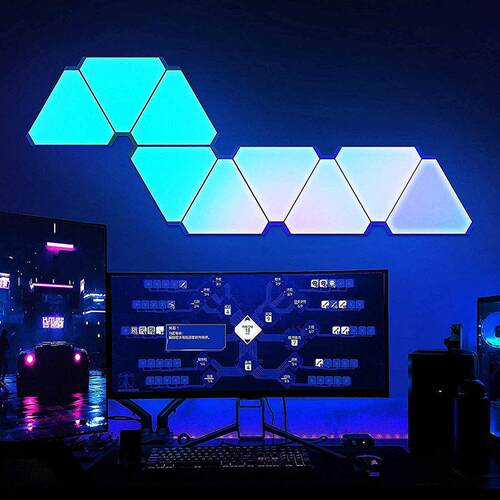 LED三角形电竞智能声控拼接量子灯三边奇光板家居电视背景氛围灯