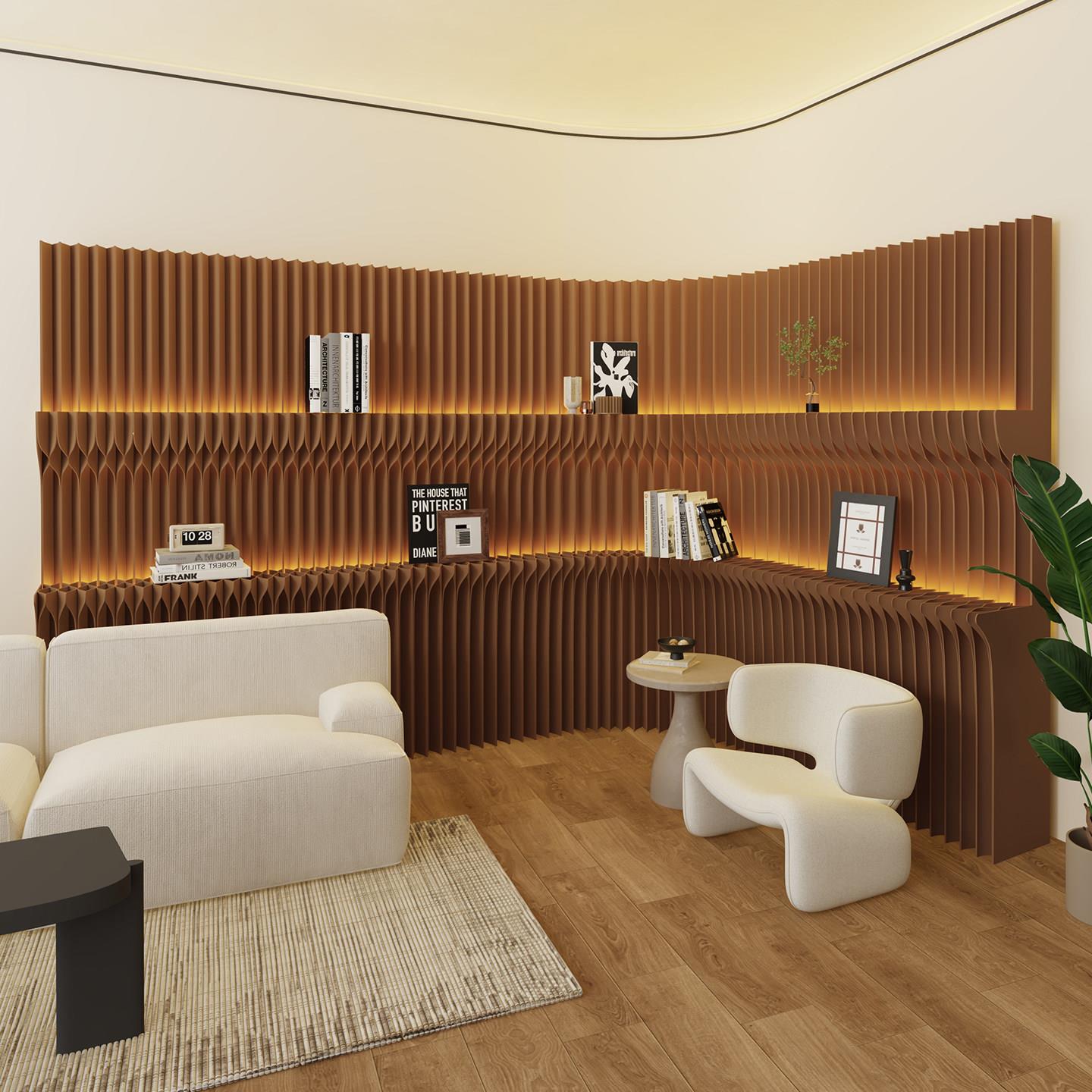 稚芽多层展台墙办公挡板屏风LED发光置物书架屏风隔断带灯背景墙